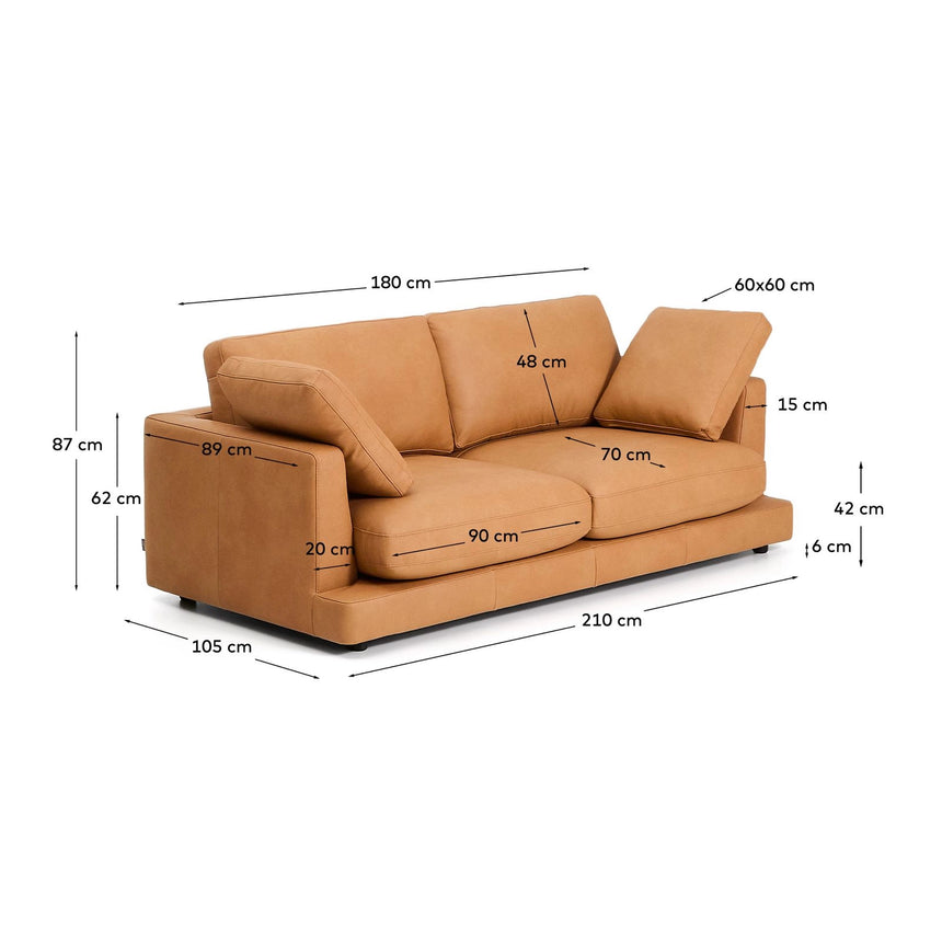 3-Sitzer-Sofa Gala in braunem Leder, 210 cm von Kave Home – Produktbild 4