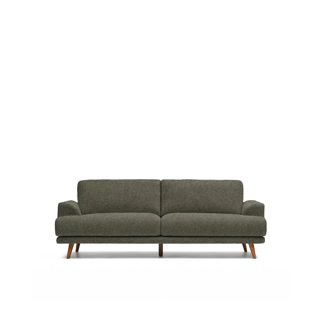 3-Sitzer-Sofa Karin aus dunkelgrüner Chenille mit Beinen aus massivem Buchenholz mit walnussfarbener Oberfläche 228 cm von Kave Home – Bild 1