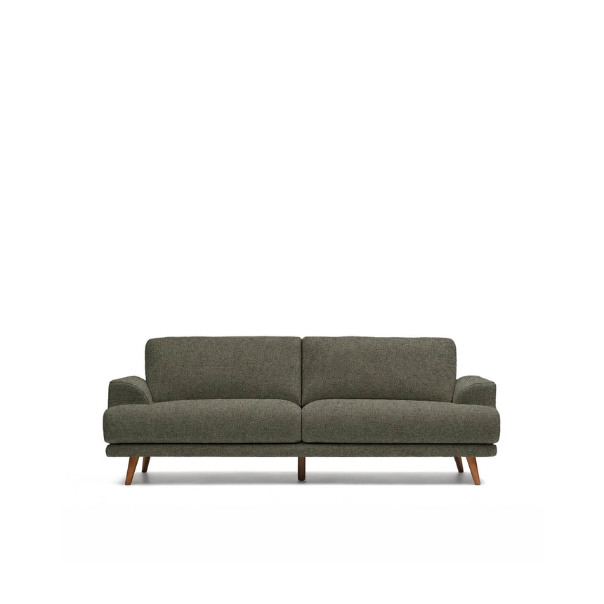 3-Sitzer-Sofa Karin aus dunkelgrüner Chenille mit Beinen aus massivem Buchenholz mit walnussfarbener Oberfläche 228 cm von Kave Home – Bild 1