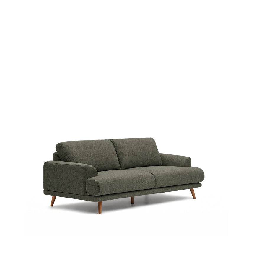 3-Sitzer-Sofa Karin aus dunkelgrüner Chenille mit Beinen aus massivem Buchenholz mit walnussfarbener Oberfläche 228 cm von Kave Home – Bild 3