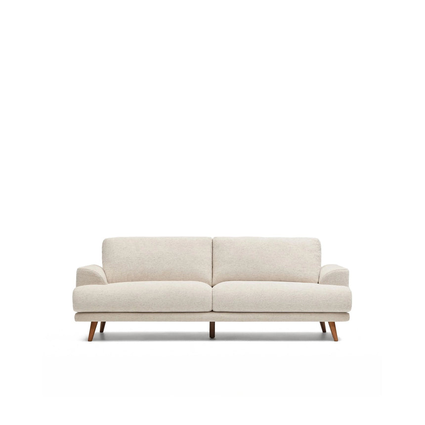 3-Sitzer-Sofa Karin in Beige mit Beinen aus massivem Buchenholz mit walnussfarbener Oberfläche 231 cm von Kave Home – Bild 1