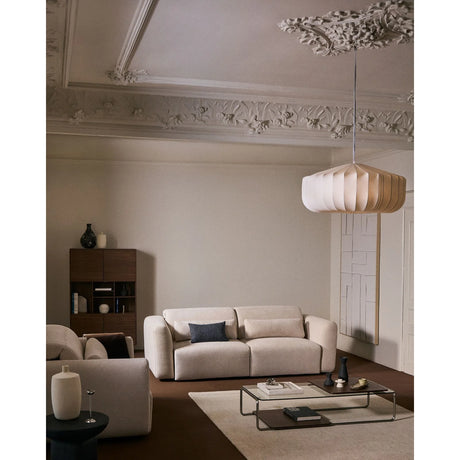 3-Sitzer-Sofa Lares mit elektrisch ausfahrbaren Sitzen und verstellbarer Kopfstütze in beiger Chenille, 240 cm von Kave Home – Produktbild 2