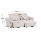 3-Sitzer-Sofa Lares mit elektrisch ausfahrbaren Sitzen und verstellbarer Kopfstütze in beiger Chenille, 240 cm von Kave Home – Produktbild 6