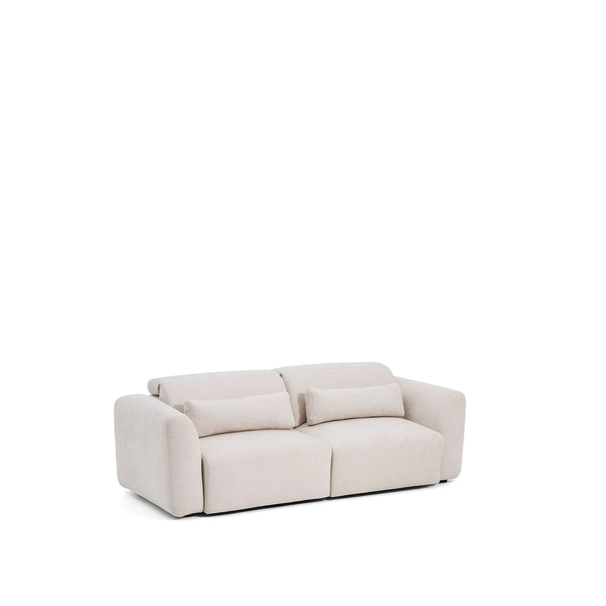3-Sitzer-Sofa Lares mit elektrisch ausfahrbaren Sitzen und verstellbarer Kopfstütze in beiger Chenille, 240 cm von Kave Home – Produktbild 9