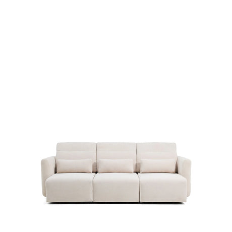 3-Sitzer-Sofa Lares mit elektrisch ausfahrbaren Sitzen und verstellbarer Kopfstütze in beiger Chenille, 255 cm von Kave Home – Produktbild 11