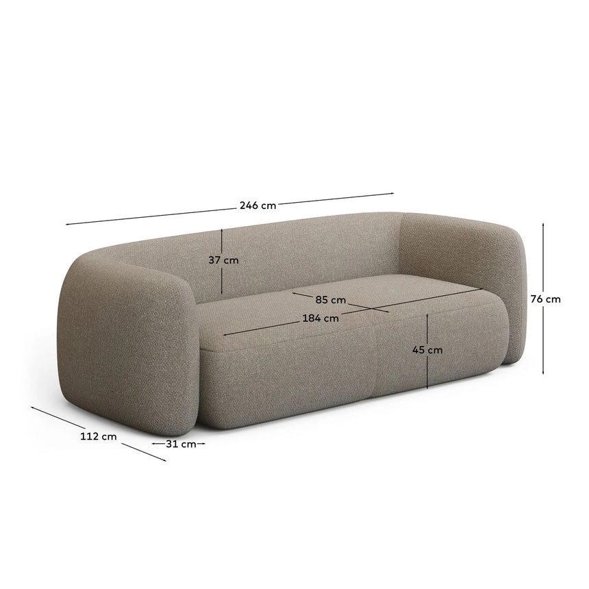3-Sitzer-Sofa Martina in Lammfelloptik in Steinton 246 cm FSC Mix Credit von Kave Home – Produktbild 3