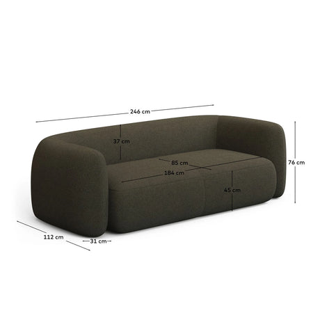 3-Sitzer-Sofa Martina in grüner Lammfelloptik 246 cm FSC Mix Credit von Kave Home – Produktbild 3
