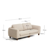 3-Sitzer Sofa Vera in Beige mit Beinen aus massivem Eschenholz mit Nussbaum-Finish, 230 cm, FSC Mix Credit von Kave Home – Bild 3