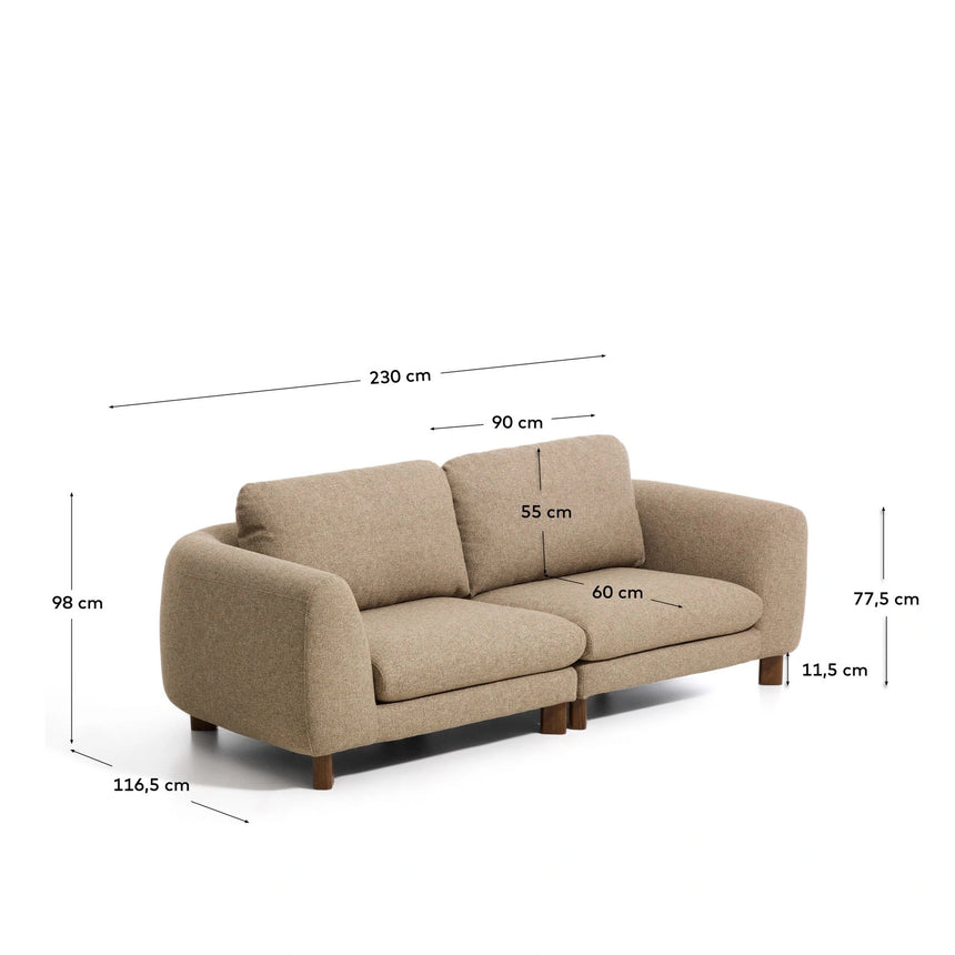 3-Sitzer Sofa Vera mit Beinen aus massivem Eschenholz mit Nussbaum-Finish, 230 cm, FSC Mix Credit von Kave Home – Bild 3
