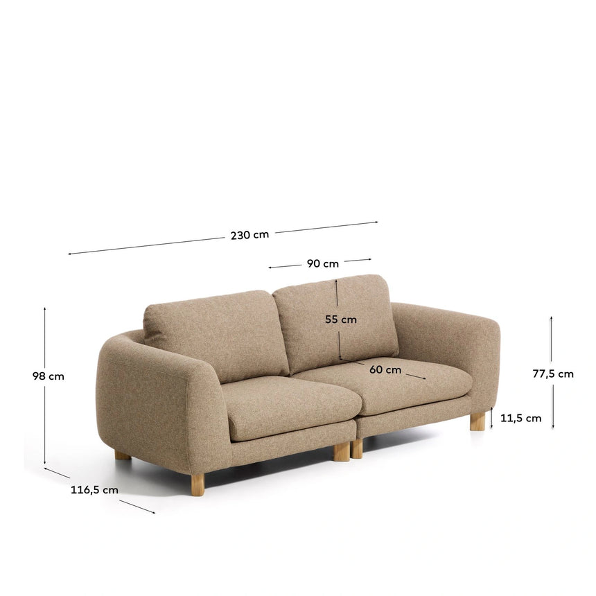 3-Sitzer Sofa Vera mit Beinen aus massivem Eschenholz mit natürlichem Finish, 230 cm, FSC Mix Credit von Kave Home – Bild 3
