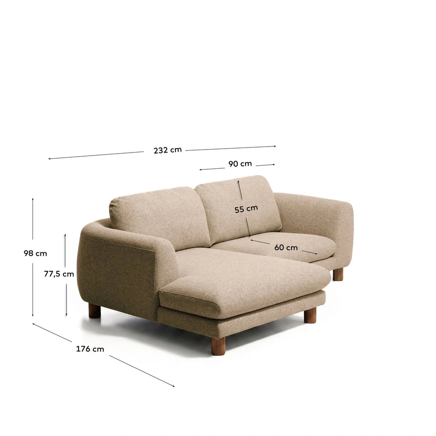 3-Sitzer Sofa Vera mit Chaiselongue links mit Beinen aus massivem Eschenholz mit Nussbaum-Finish, 232 cm, FSC Mix Credit von Kave Home – Bild 3