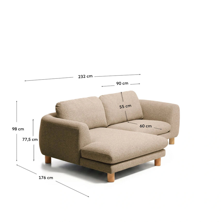 3-Sitzer Sofa Vera mit Chaiselongue links mit Beinen aus massivem Eschenholz mit natürlichem Finish, 232 cm, FSC Mix Credit von Kave Home – Bild 3