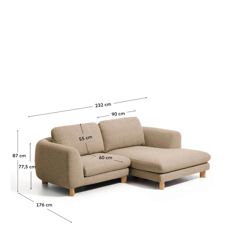 3-Sitzer Sofa Vera mit Chaiselongue rechts mit Beinen aus massivem Eschenholz mit natürlichem Finish, 232 cm, FSC Mix Credit von Kave Home – Bild 3