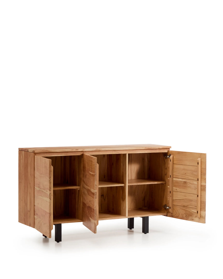 3-türiges Sideboard Uxue aus massivem Akazienholz mit gebleichtem Finish 150 x 88 cm von Kave Home – Produktbild 4