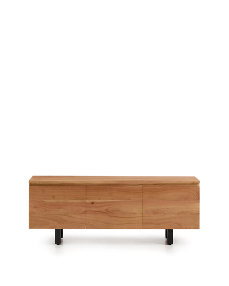 3-türiges TV-Möbel Uxue aus massivem Akazienholz mit gebleichtem Finish 150 x 58 cm von Kave Home – Produktbild 1
