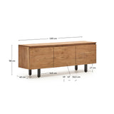 3-türiges TV-Möbel Uxue aus massivem Akazienholz mit gebleichtem Finish 150 x 58 cm - ZEN ZONE Furniture