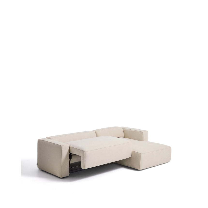 4-Sitzer-Bettsofa Marela mit Chaiselongue rechts mit aufklappbarer Chenille in Ecru, 276 cm, FSC Mix Credit von Kave Home – Bild 8