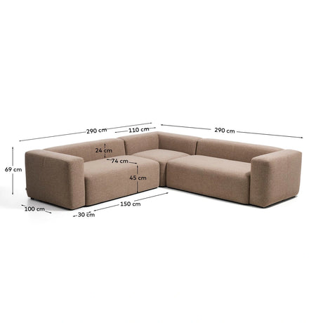 4-Sitzer-Ecksofa Blok in Chenille, 290 x 290 cm, FSC Mix Credit von Kave Home – Bild 3