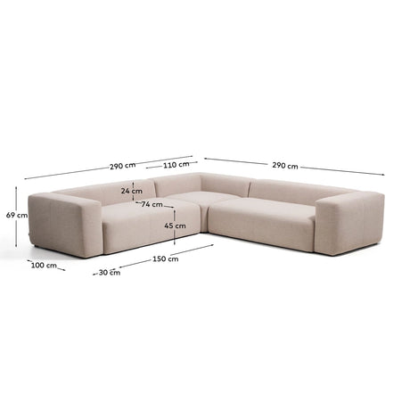 4-Sitzer-Ecksofa Blok in beiger Chenille, 290 x 290 cm, FSC Mix Credit von Kave Home – Bild 3