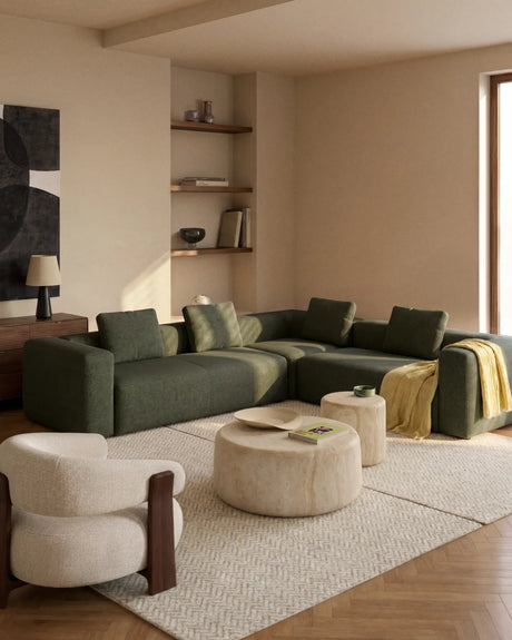 4-Sitzer-Ecksofa Blok in moosgrüner Chenille, 290 x 290 cm, FSC Mix Credit von Kave Home – Bild 2