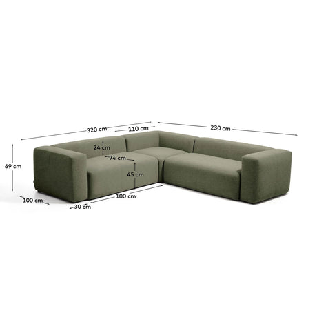 4-Sitzer-Ecksofa Blok in moosgrüner Chenille, 290 x 290 cm, FSC Mix Credit von Kave Home – Bild 3