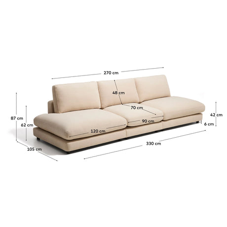 4-Sitzer-Modularsofa Gala aus beiger Chenille, FSC Mix Credit, 330 cm von Kave Home – Bild 2