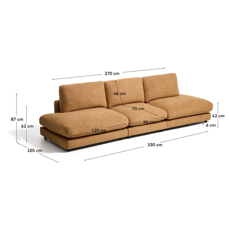 4-Sitzer-Modularsofa Gala aus senfgelbem Microbouclé, FSC Mix Credit, 330 cm von Kave Home – Bild 2