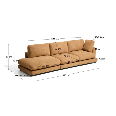 4-Sitzer-Modularsofa Gala mit Randmodul links aus senfgelbem Microbouclé, FSC Mix Credit, 315 cm von Kave Home – Bild 2