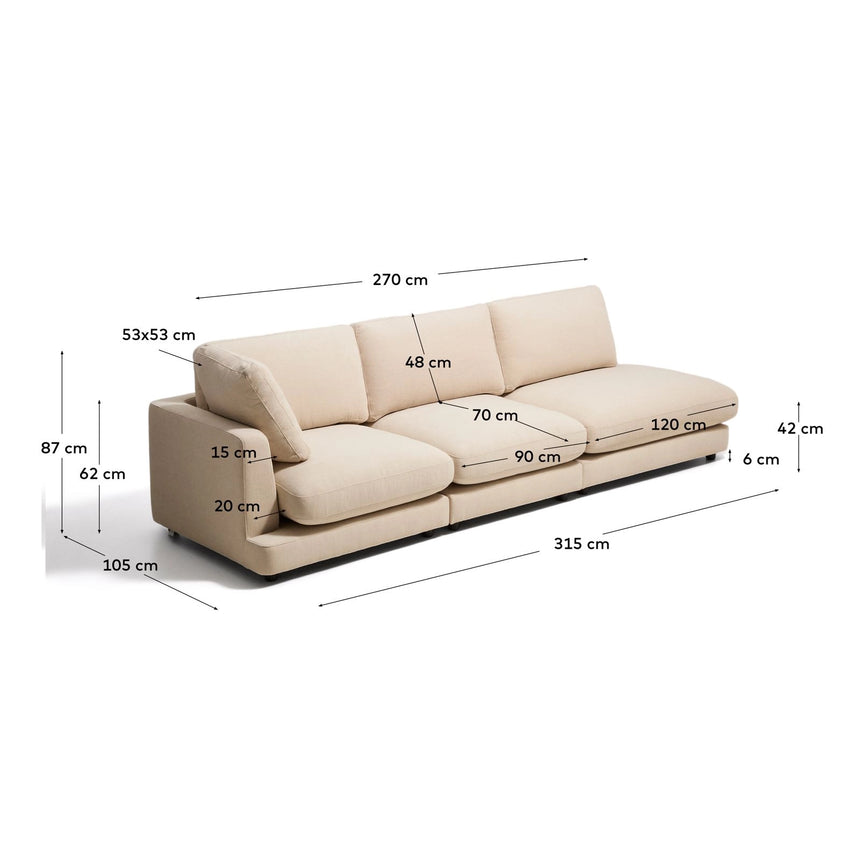 4-Sitzer-Modularsofa Gala mit Randmodul rechts aus beiger Chenille, FSC Mix Credit, 315 cm von Kave Home – Bild 2