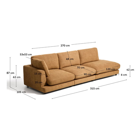 4-Sitzer-Modularsofa Gala mit Randmodul rechts aus senfgelbem Microbouclé, FSC Mix Credit, 315 cm von Kave Home – Bild 2