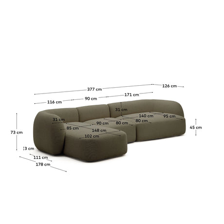 4-Sitzer-Modularsofa Martina mit Chenille und Chaiselongue links 377 cm von Kave Home – Bild 3