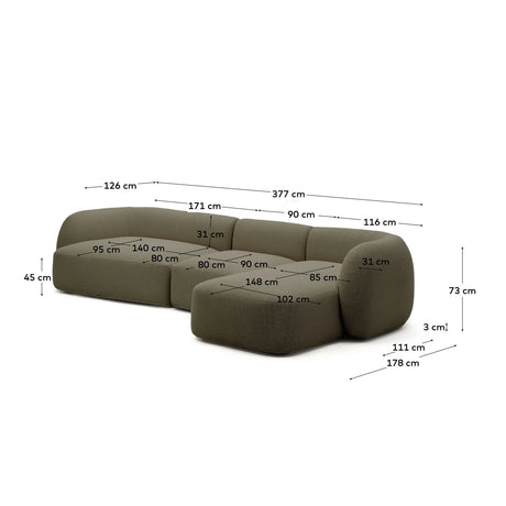 4-Sitzer-Modularsofa Martina mit Chenille und Chaiselongue rechts 377 cm von Kave Home – Bild 3