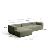 4-Sitzer-Sofa Blok mit Chaiselongue links in moosgrüner Chenille, 330 cm, FSC Mix Credit von Kave Home – Bild 3