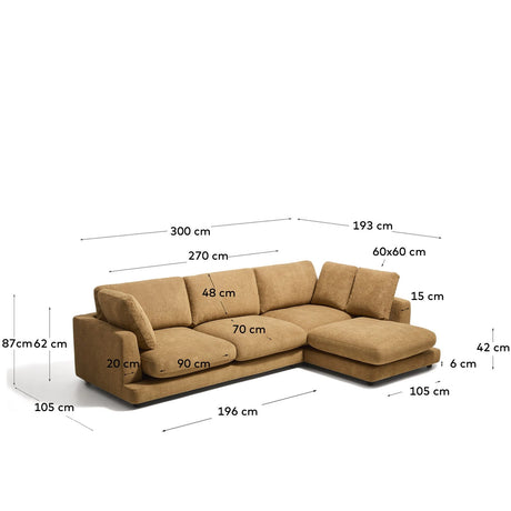 4-Sitzer-Sofa Gala aus Microbouclé mit Chaiselongue rechts in Senfgelb, FSC Mix Credit, 300 cm von Kave Home – Bild 2
