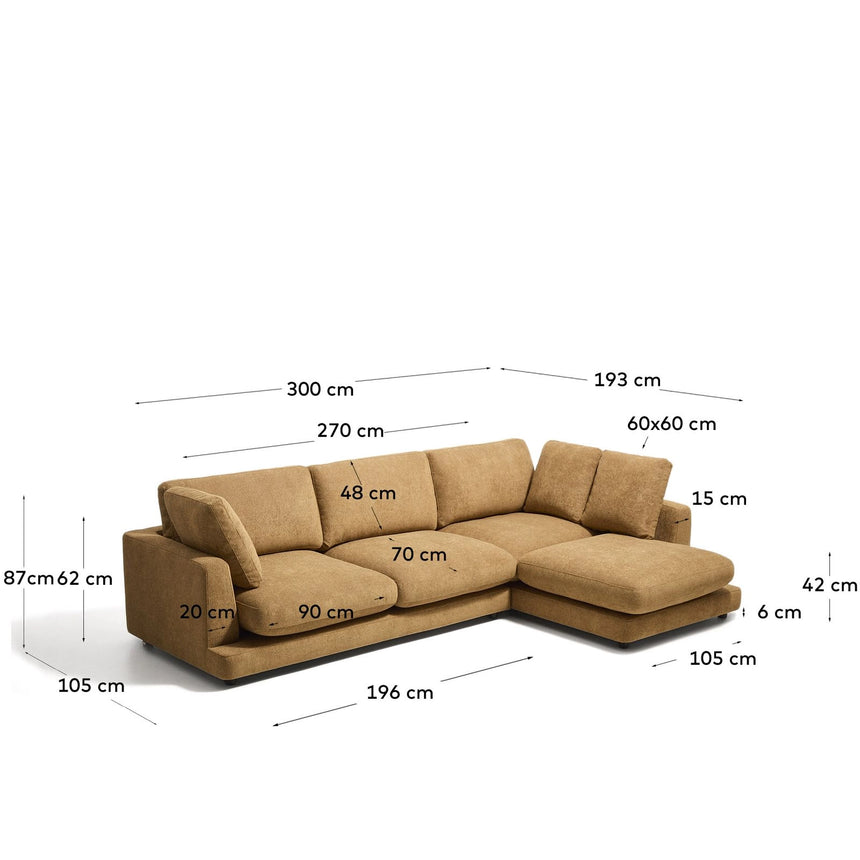 4-Sitzer-Sofa Gala aus Microbouclé mit Chaiselongue rechts in Senfgelb, FSC Mix Credit, 300 cm von Kave Home – Bild 2