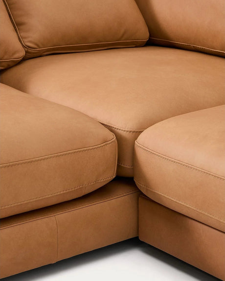 4-Sitzer-Sofa Gala mit Chaiselongue links in braunem Leder, 300 cm von Kave Home – Produktbild 8