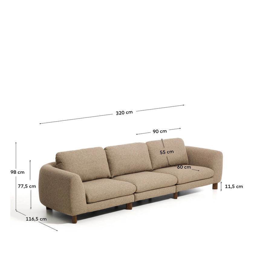 4-Sitzer Sofa Vera mit Beinen aus massivem Eschenholz mit Nussbaum-Finish, 320 cm, FSC Mix Credit von Kave Home – Bild 3