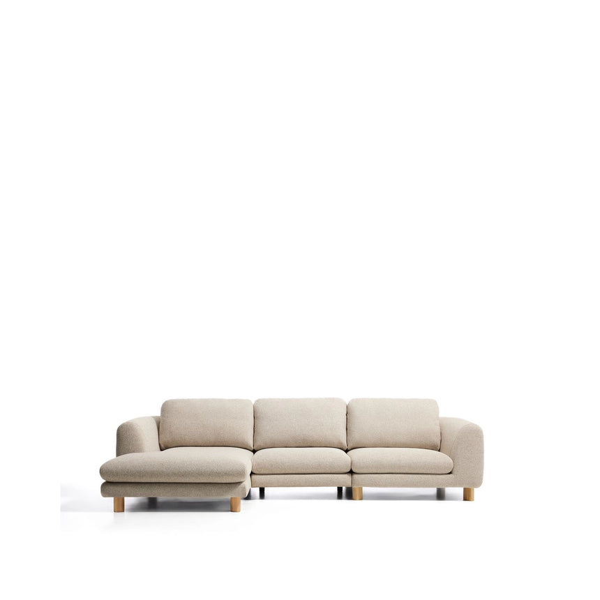 4-Sitzer Sofa Vera mit Chaiselongue links in Beige mit Beinen aus massivem Eschenholz mit natürlichem Finish, 322 cm, FSC Mix Credit von Kave Home – Bild 1