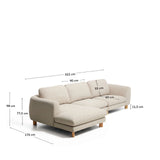 4-Sitzer Sofa Vera mit Chaiselongue links in Beige mit Beinen aus massivem Eschenholz mit natürlichem Finish, 322 cm, FSC Mix Credit von Kave Home – Bild 3