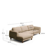 4-Sitzer Sofa Vera mit Chaiselongue links mit Beinen aus massivem Eschenholz mit Nussbaum-Finish, 322 cm, FSC Mix Credit von Kave Home – Bild 3
