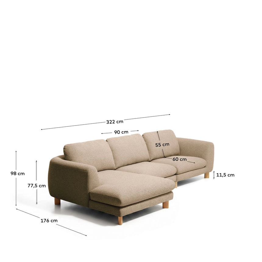 4-Sitzer Sofa Vera mit Chaiselongue links mit Beinen aus massivem Eschenholz mit natürlichem Finish, 322 cm, FSC Mix Credit von Kave Home – Bild 3
