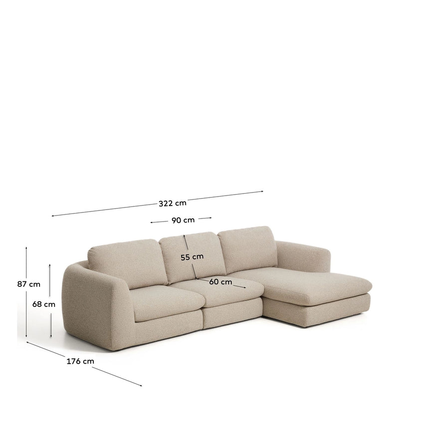4-Sitzer Sofa Vera mit Chaiselongue rechts in Beige, 322 cm, FSC Mix Credit von Kave Home – Bild 3
