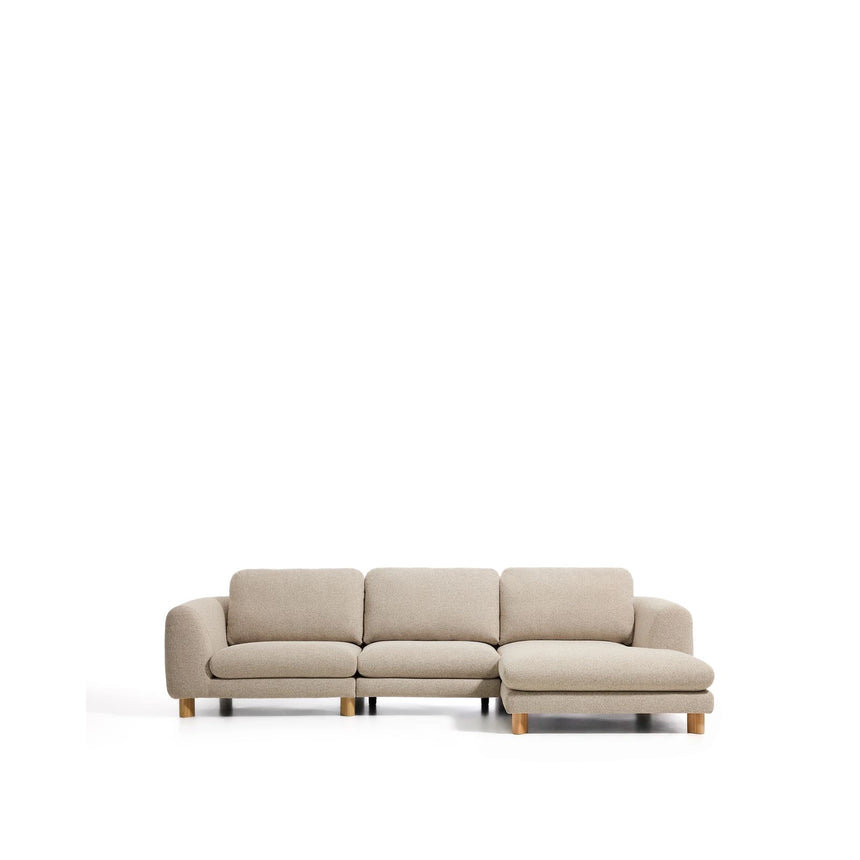 4-Sitzer Sofa Vera mit Chaiselongue rechts in Beige mit Beinen aus massivem Eschenholz mit natürlichem Finish, 322 cm, FSC Mix Credit von Kave Home – Bild 1