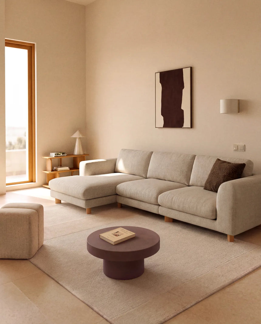 4-Sitzer Sofa Vera mit Chaiselongue rechts in Beige mit Beinen aus massivem Eschenholz mit natürlichem Finish, 322 cm, FSC Mix Credit von Kave Home – Bild 2