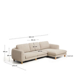 4-Sitzer Sofa Vera mit Chaiselongue rechts in Beige mit Beinen aus massivem Eschenholz mit natürlichem Finish, 322 cm, FSC Mix Credit von Kave Home – Bild 3