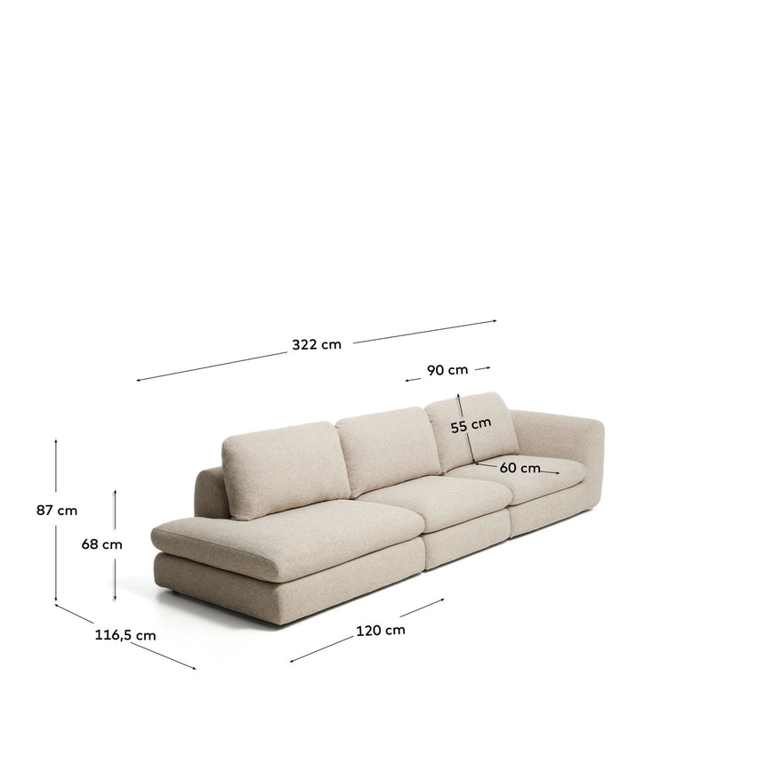 4-Sitzer Sofa Vera mit Randmodul links in Beige, 325 cm, FSC Mix Credit von Kave Home – Bild 3