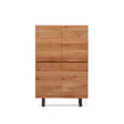4-türiges Highboard Uxue aus massivem Akazienholz mit gebleichtem Finish und schwarzem Stahl 100 x 155 cm von Kave Home – Bild 1