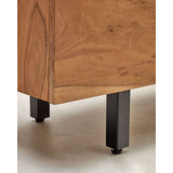4-türiges Highboard Uxue aus massivem Akazienholz mit gebleichtem Finish und schwarzem Stahl 100 x 155 cm von Kave Home – Bild 12