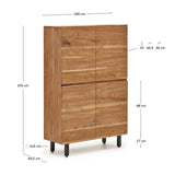 4-türiges Highboard Uxue aus massivem Akazienholz mit gebleichtem Finish und schwarzem Stahl 100 x 155 cm von Kave Home – Bild 4