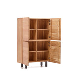 4-türiges Highboard Uxue aus massivem Akazienholz mit gebleichtem Finish und schwarzem Stahl 100 x 155 cm von Kave Home – Bild 5